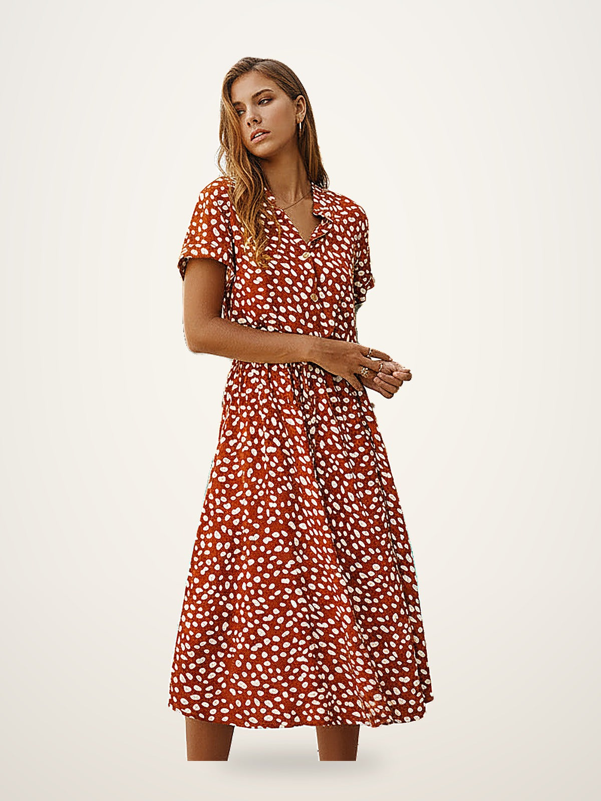 Polka Dot Button Shirt Dress – photo 2