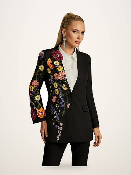 Floral Embroidered Blazer