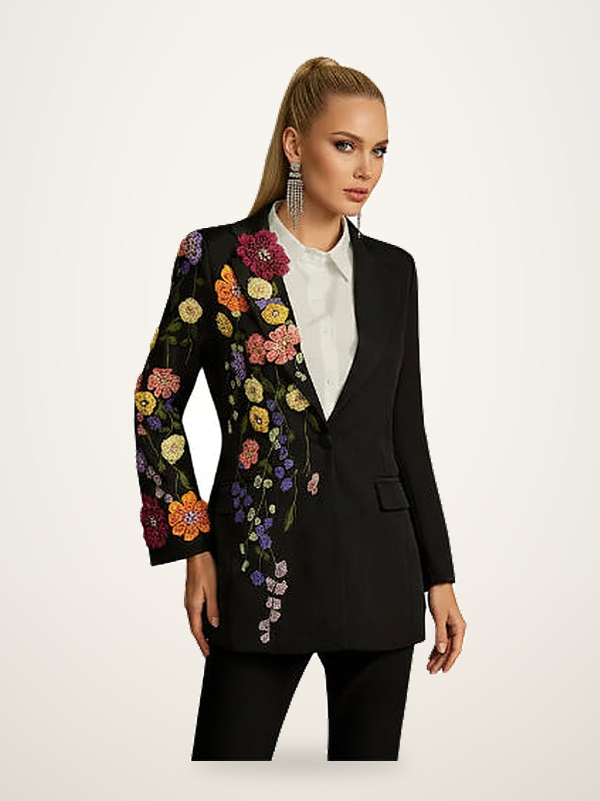 Floral Embroidered Blazer