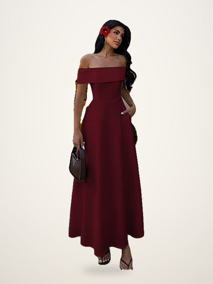 Off-Shoulder A-Line Maxi Dress