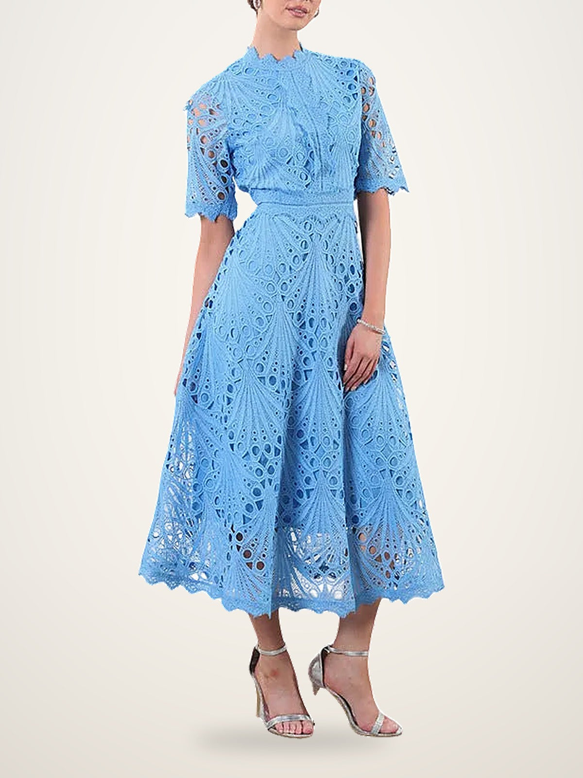 Retro Cinched Short Sleeve A-Line Dress
