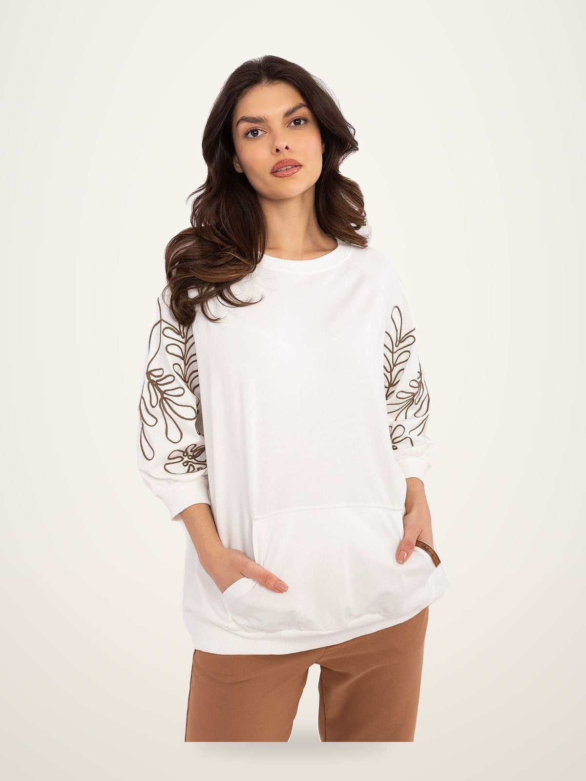 Embroidered Three-Quarter Sleeve Sweatshirt – photo 2