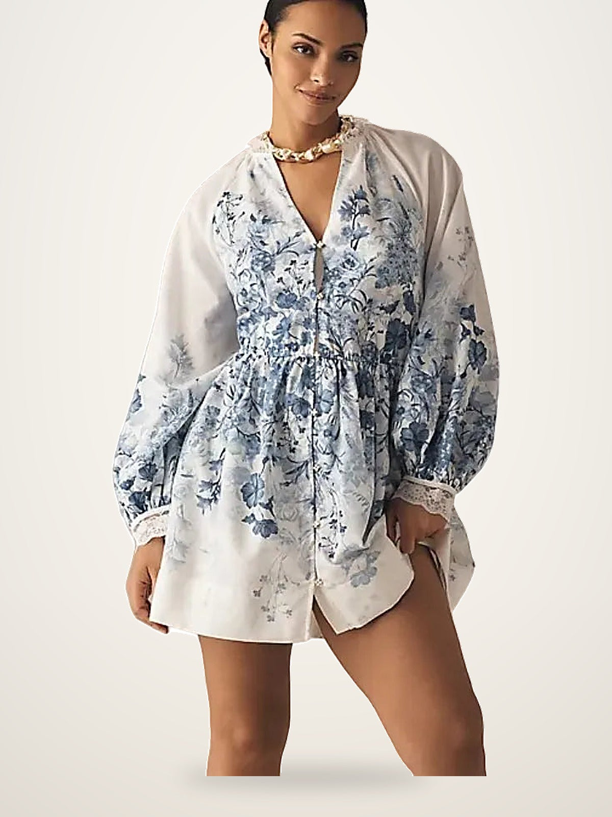 Floral Vintage Puff Sleeve Mini Dress