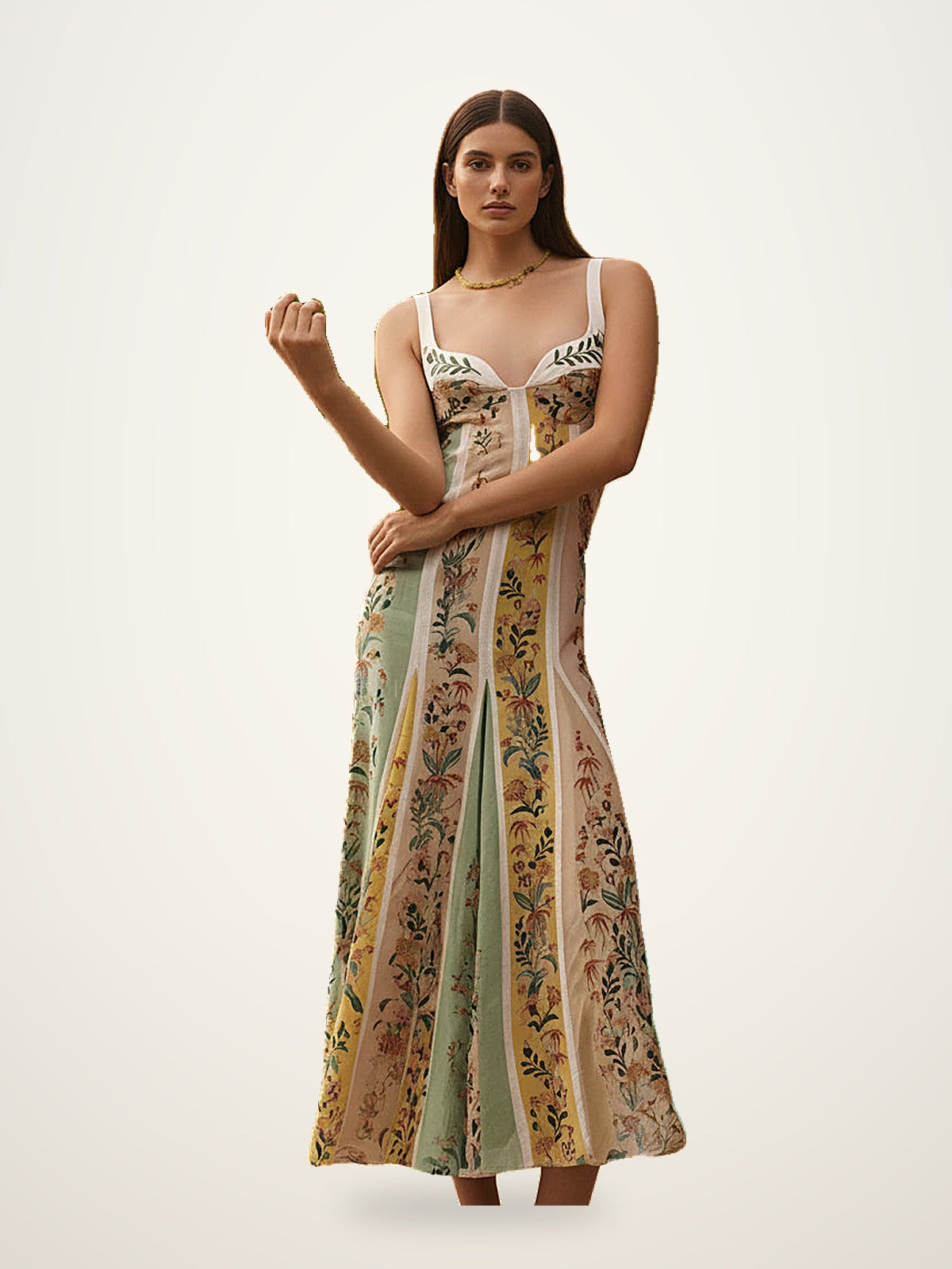 Floral Patchwork Midi Dress