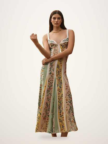 Floral Patchwork Midi Dress