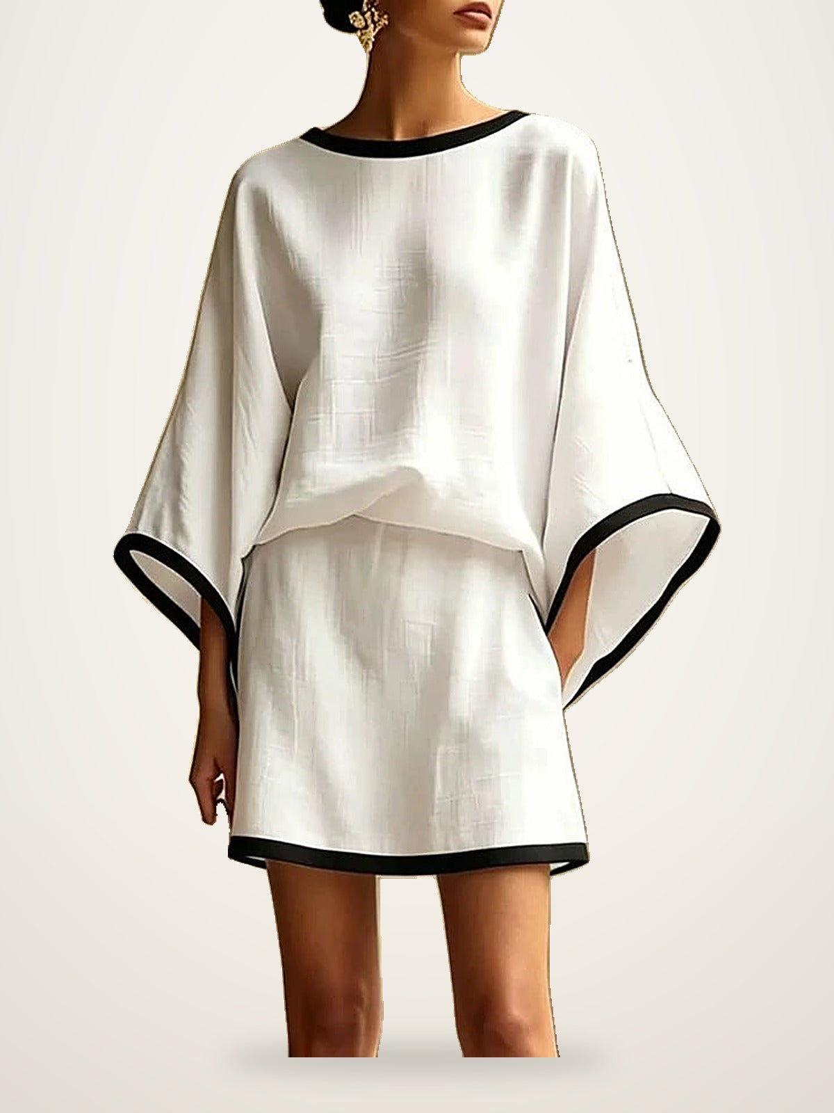 Color-Block Batwing Top & Skirt Set – photo 2