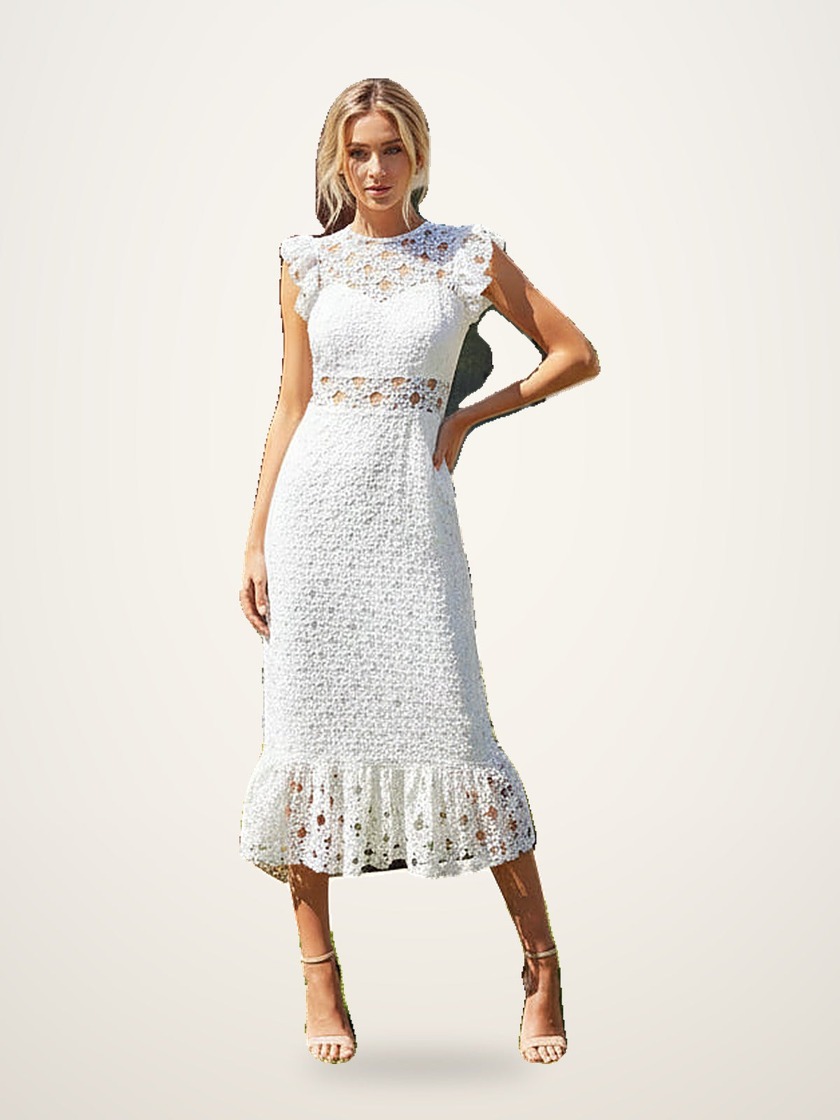 Lace Ruffle Sleeve Midi Dress – photo 2