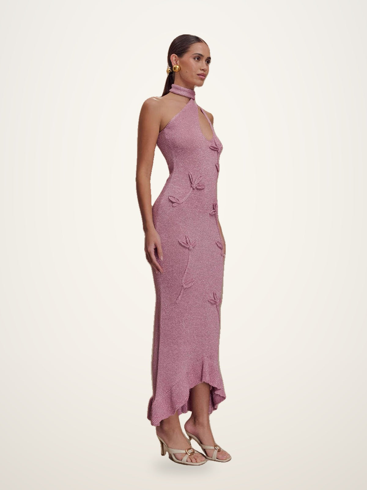 Backless Knit Maxi Dress with Ruffles – photo 2
