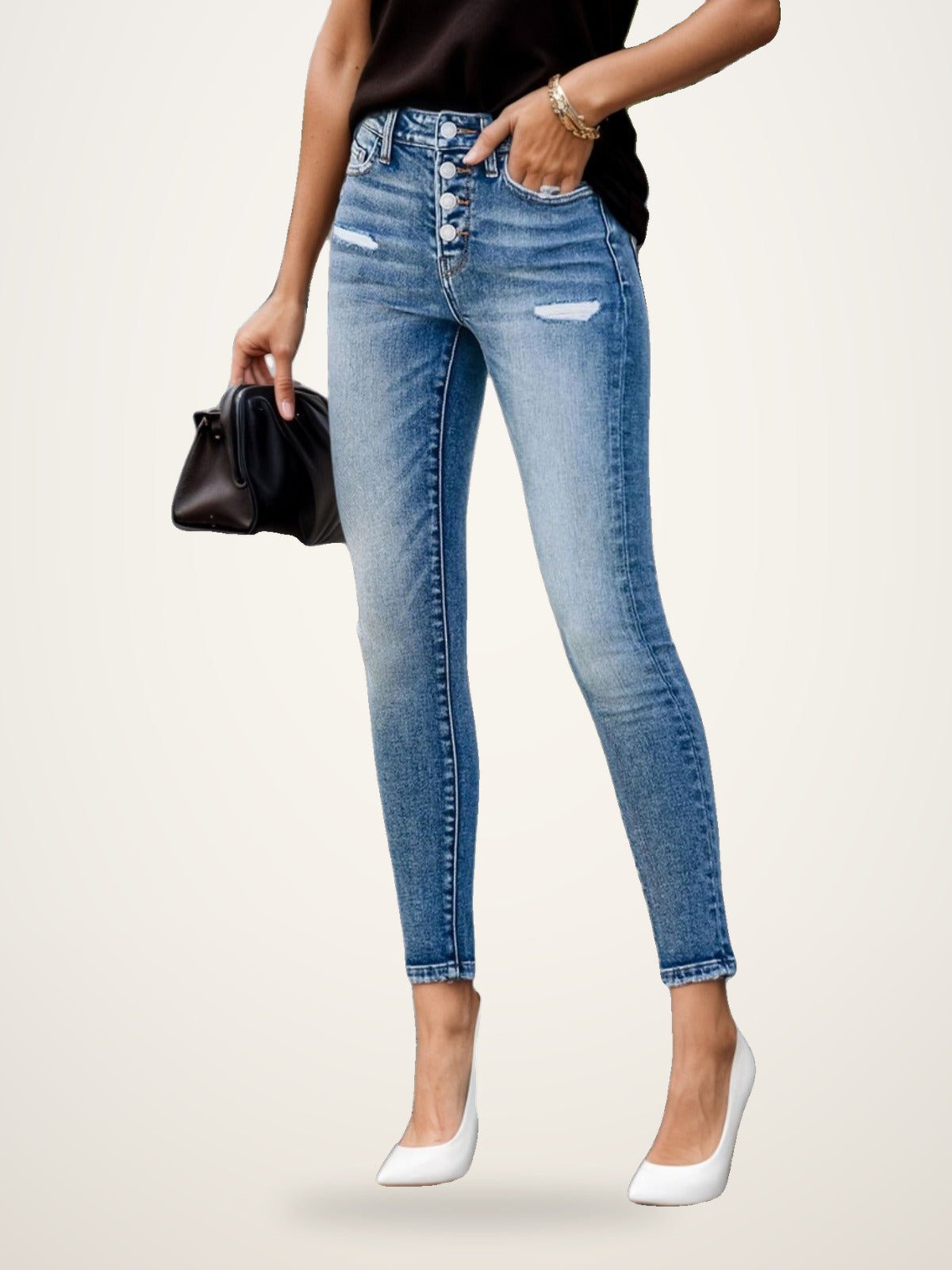High-Rise Button-Fly Skinny Jeans – photo 2