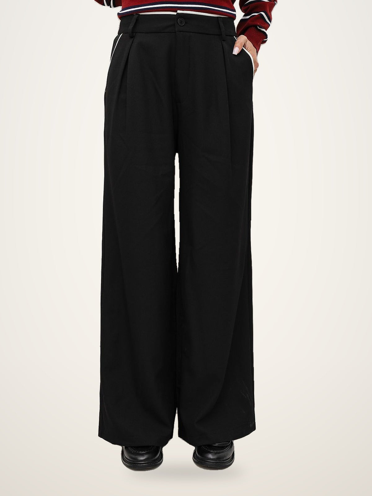 Italy Moda Black Wide-Leg Trousers