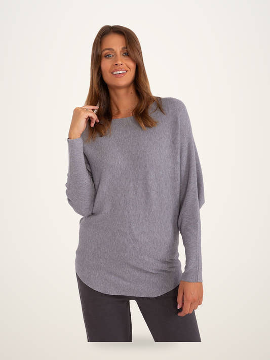 Grey Knit Top Storm Pullover Sweater