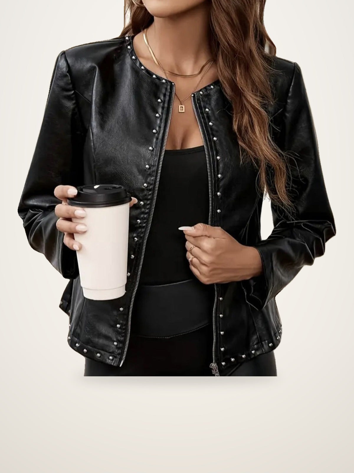 Black Studded Leather Jacket Moto