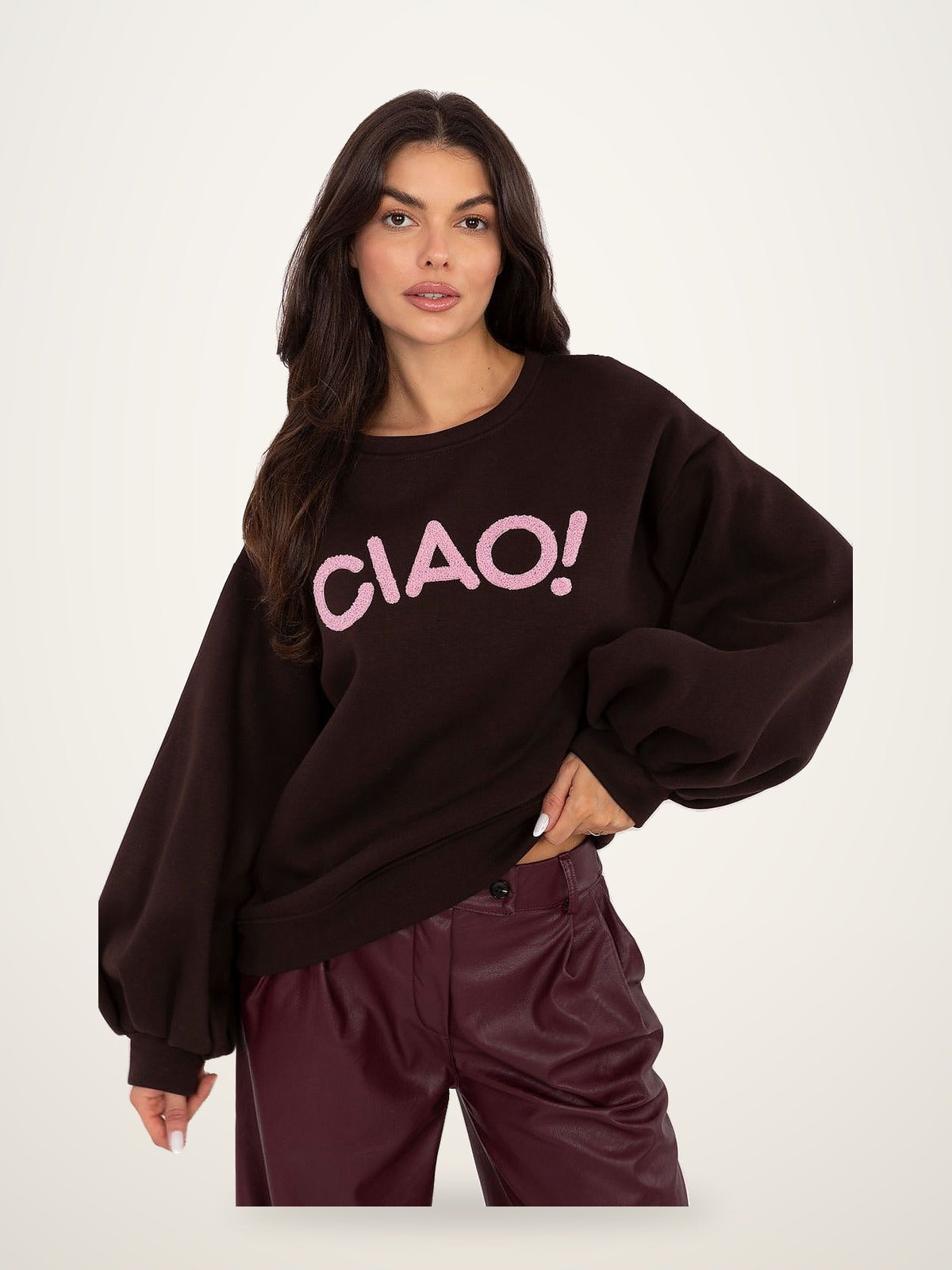 Brown Puff Sleeve Sweatshirt Rue Paris – photo 2