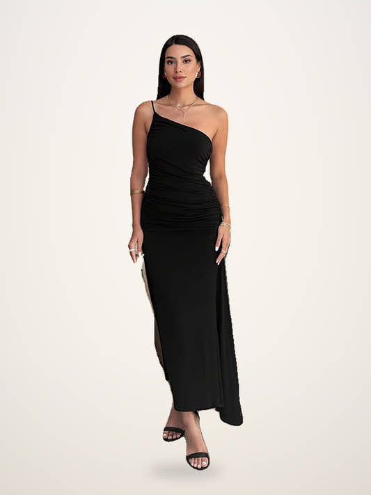 One-Shoulder Ruched Cocktail Dress