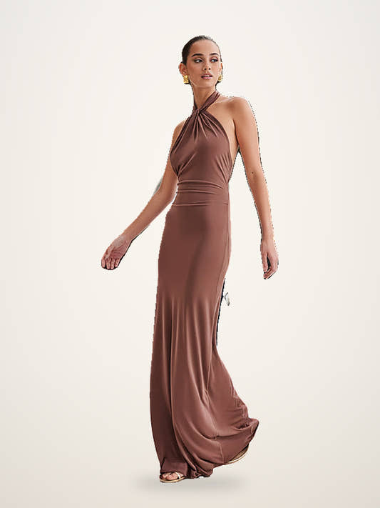 Halter Neck Maxi Dress Backless Evening Gown