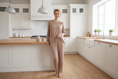 Comfortable bamboo home wear women plus size 3XL-7XL elastic waist suit
